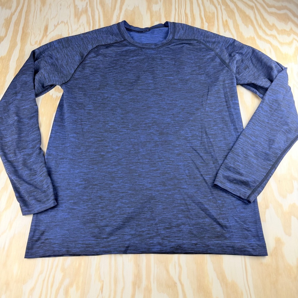 Lululemon Metal Vent Tech Long Sleeve Shirt Mens Large Blue Black Space Dye L